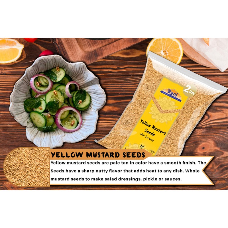 Rani Yellow Mustard Seeds Whole Spice 32oz (2lbs) 908g ~