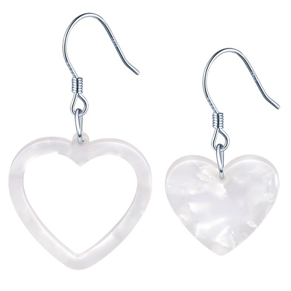 CPSLOVE Women's Heart Drop Earrings Elegant Acrylic 925 Sterling Silver