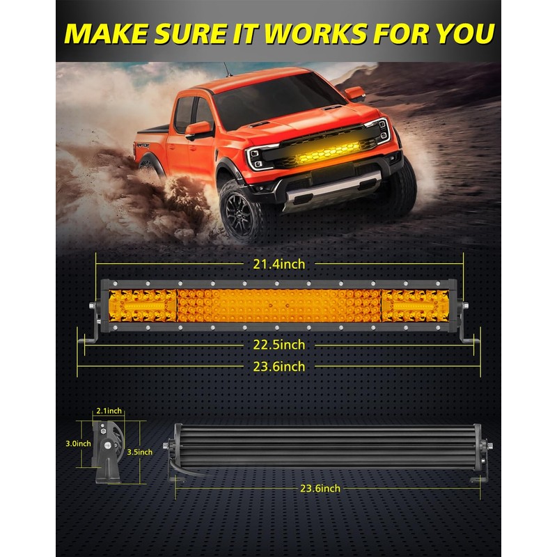 20 Inch Amber LED Light Bar, AKD Part 150W Spot