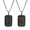 COAI Obsidian Partner Necklaces with Engraving, Obsidian Stainless Steel, Obsidian