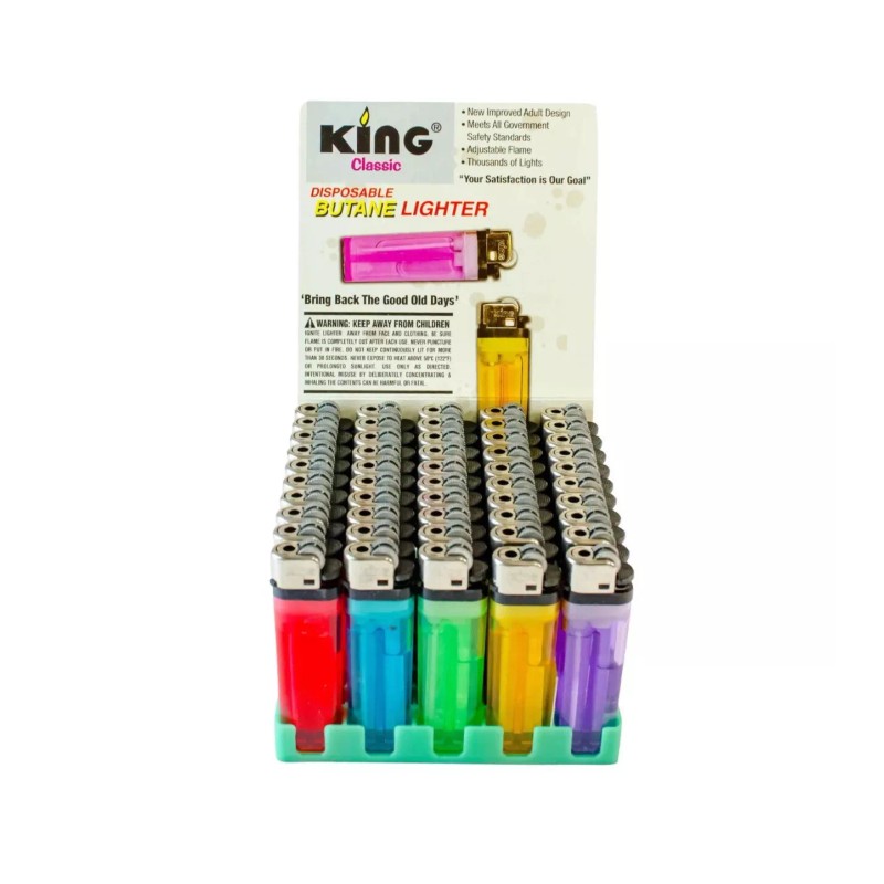 KING DISPOSABLE BUTANE LIGHTERS NEW IN BOX-100 Ct WHOLESALE LOT