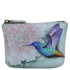 Anuschka Women’s Leather Coin Purse | Genuine Soft Leather | Hand-painted Original Art | Rainbow Birds