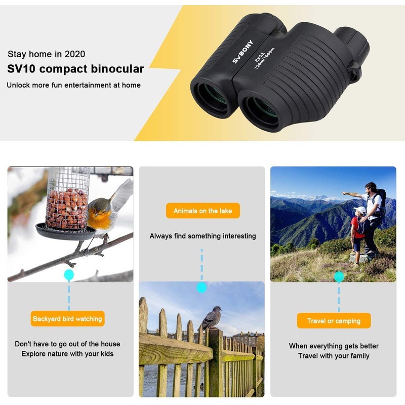 SVBONY SV10 8x25mm Binoculars for Kids Travel Compact Binoculars Auto