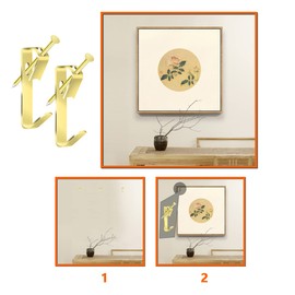 Heavy Duty Picture Hooks for Plasterboard Walls 70Pcs Picture Hanging Hooks for Hard Walls Photo Hooks Picture Hanging Kit with Nails 30 lbs(Gold)