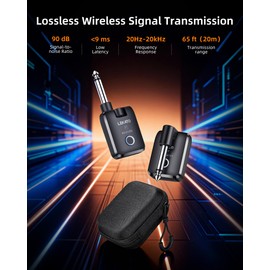 LEKATO 2.4 GHz Wireless Guitar System with Magnetic Charging Case