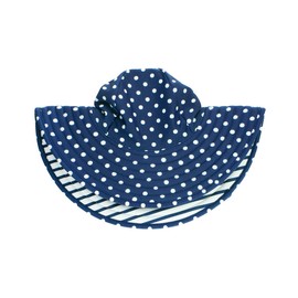 RuffleButts® Gorro de baño de ala ancha con protección solar UPF 50+ para bebés y niñas pequeñas, Azul Marino, 0-12 Meses