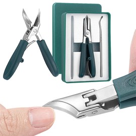 Cortaúñas Biselado, 3 Pcs Kit De Cortaúñas Biselado con Forma de Pico de Águila, 2025 Upgrade Diagonalmente Hacia Dentro Crecimiento Uñas Cortadores para Uñas de Manos Y Pies (Verde)