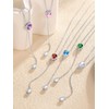 Silvora Necklace S925 Silver Y Chain with Birthstone Pendant Adjustable