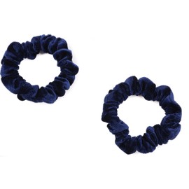 Mytoptrendz® 2 pcs Plain Velvet Hair Scrunchies Skinny Small Hair Ties Pony Bands for Thin Hair Girls Women Hair Accessories (Navy)