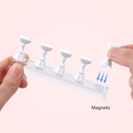 Nail Stand Acrylic Nail Art Display Stand Practice Nail Holder for Painting Nails Magnetic Practice Stands with Double-sided Tape For DIY Salon Supplies (White)