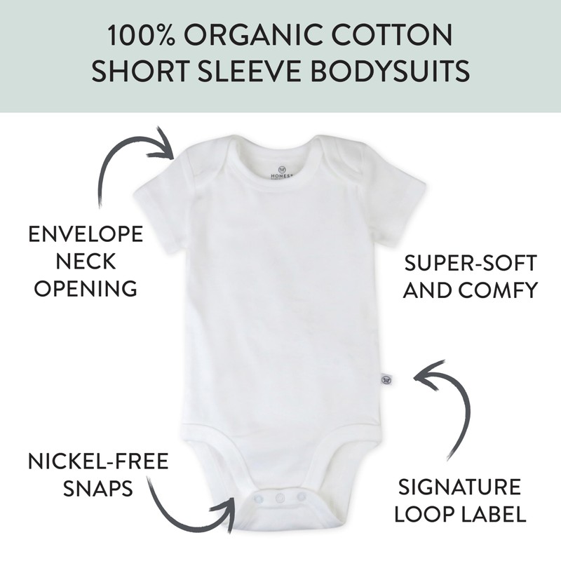 HonestBaby 5-pack Short Sleeve Bodysuits One-piece 100% Organic Cotton for
