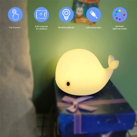 LEDHOLYT Night Light for Kids,Cute Silicone Nursery Dolphin Lamp for Baby and Toddler,Animal NightLight for Boys and Girls,Squishy Night Lamp for Bedroom,Kawaii Bedside Lamp for Kids Room(Dolphin)