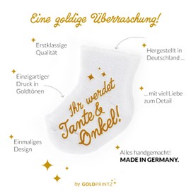 goldprintz I You Will Announce Aunt and Uncle I Pregnancy I Gold Printed Baby Sock I We Get a Baby Announcement I Baby Announcement Pregnancy I Baby Surprise Baby News