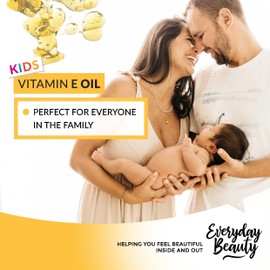 Kids Vitamin E Oil - Bulk 16 fl oz - USDA Organic Certified 100% All Natural Plant Based, Lightweight & Unscented Gentle Blend For Sensitive Skin - 16 Fl Oz With Pump Top - For Face, Skin & All Over