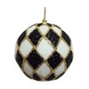 Glitter Ball Ornament, 4 inch, Harlequin Pattern in Black and