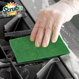 SCRUBIT Scouring Pad - Heavy Duty Scrub Pads for Cleaning Dishes - Non-Scratch Scour Pads - Reusable Scrubbing Pads - Green (50)