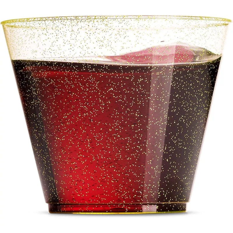 Munfix MT9100GG 100 Vasos De Plástico Con Purpurina Vasos De