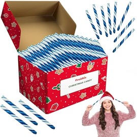Fruidles Candy Cane Sticks Suckers, Old-Fashioned Multicolored Mixed-Fruit Flavor, Individually Wrapped, 5.5" Inch, Net WT 10.17 oz (288g), 24-Pack - 0.42oz (12g) Pieces (Winter Blue, Pack of 144)