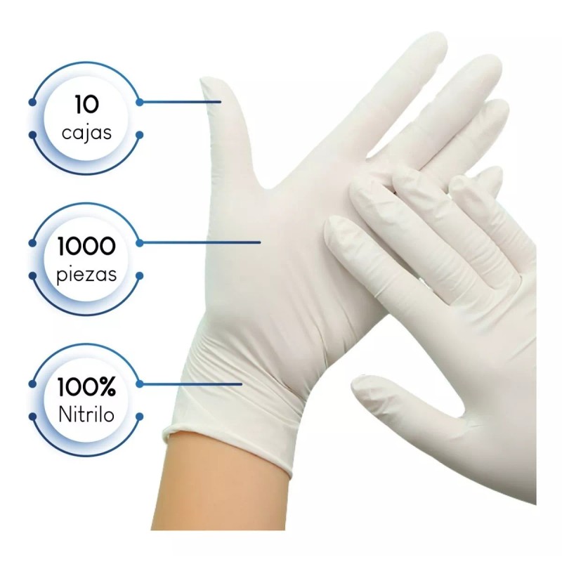 Galaxy Products 1,000 Guantes De Nitrilo Blanco Grande
