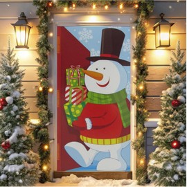 Holiday Pride Christmas Snowman Door Cover - 30" x 5 Ft