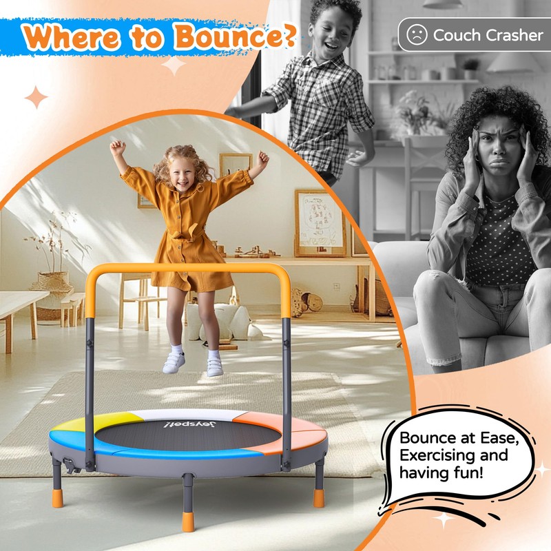 Premium 3FT Foldable Toddler Trampoline for Kids Ages 1-6, 36