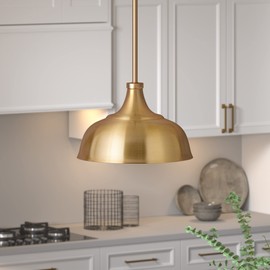 Mackenzie 10.75" Wide Pendant with Metal Shade in Brass/Brass