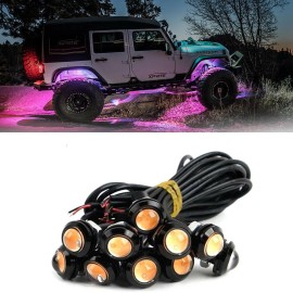 Unbranded 10 Pink LED Pods Rock Underbody Wheel Lights For Jeep Offroad Truck UTV ATV Boat