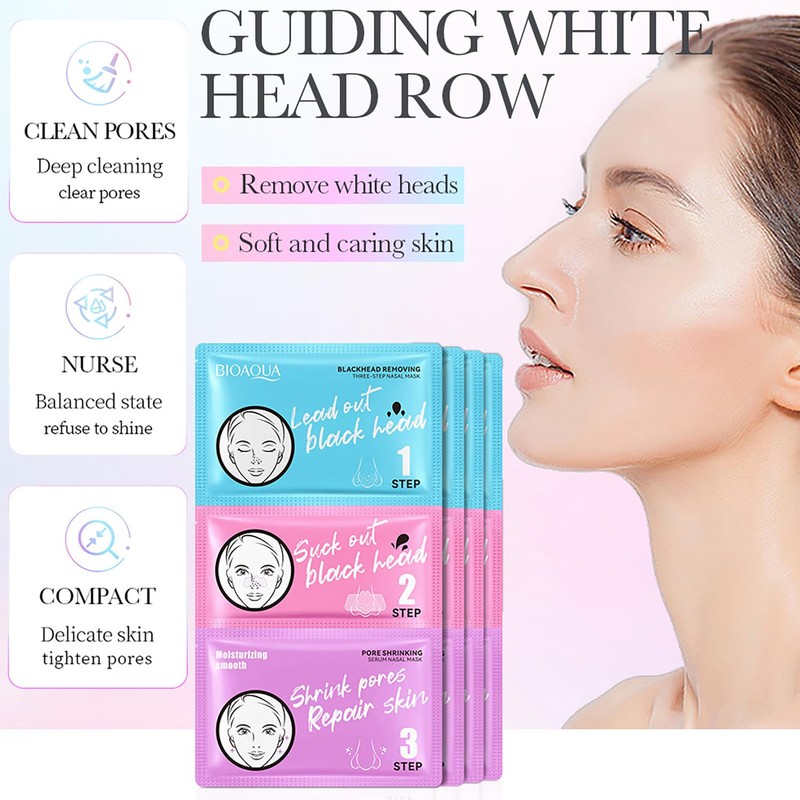 BIOAQUA Blackhead Removing 3-Step Nasal Mask Cleansing Pore Shrinking Serum