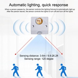 PIR Motion Sensor Light Holder, E27 LED Lamp Base, Human Body Sensor Lamp Holder, Human Body Induction Lamp Holder for Garage, Porch, Stairs