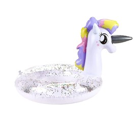 Inflatable Unicorn Air Mattress with Glitter Pool Float Swimming Raft Beach Swimming Pool Toy Swimming Seat for Children and Adults (70)