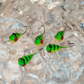 MUUNN 5 Pcs Tungsten Ice Fishing Jigs, More Effective Glow Teardrop Ice Fishing Lures for Winter Crappie Walleye Panfish (HP2,2.7mm)