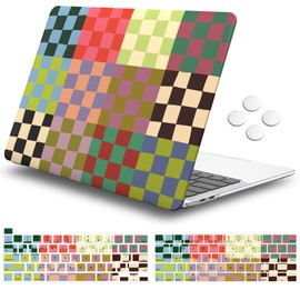 iCasso Compatible with MacBook Pro 13 inch Case 2024 2023 2022-2016, M2 M1 A2338 A2251 A2289 A2159 A1989 A1708 A1706, Protective Hard Shell Case+Keyboard Cover+Screen Protector, Colorful Checkerboard