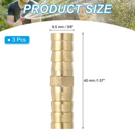 PATIKIL 3/8" Brass Hose Barb Fitting, 5 Pcs Straight Barb Union Fittings Metals Splicer Mender Connector Barbed Adapter Air Hose Repair Kit for Water Oil Fuel Gas