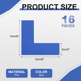 PATIKIL 5S Location Marking Corner, 16 Pcs 6 x 6 x 2 Inch PVC L-Shape Floor Marking Tape Workplace Floor Organization Markers for Office Warehouse Desk Table Top, Blue