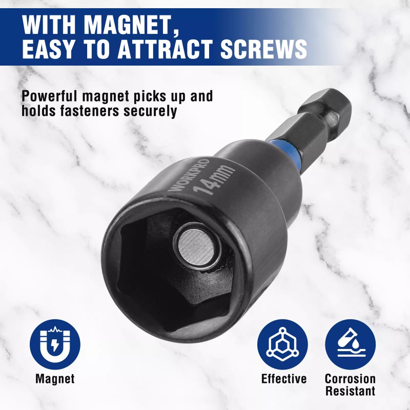 Workpro 27 PCS Magnetic Nut Driver Set Impact Drill Driver