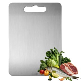 YIJUNSTORE Stainless Steel Chopping Board, Double-Sided, Food-Safe, Titanium Chopping Board, Pasta Board, Baking Board, Kitchen Board, 29
