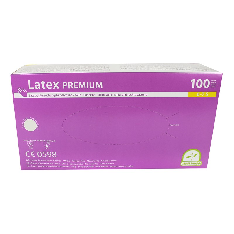 Medi-Inn+ Latex Premium Disposable Gloves, Powder-Free, Natural (Pack of 100)