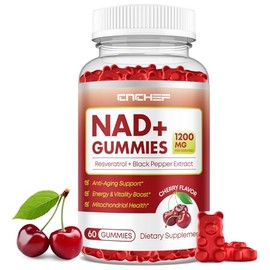 Gomitas NAD+, suplemento liposomal NAD de 1200 mg para mujeres y hombres con trans-resveratrol y extracto de pimienta negra, suplemento antienvejecimi