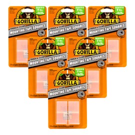 Gorilla Tough & Clear Double Sided Tape Squares, Clear Tape, 24 1" Pre-Cut Mounting Squares (Pack of 6)