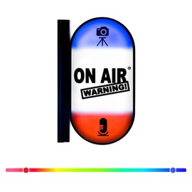 MuteLight by On Air Warning Video Conference Indicator, with On-Screen Mute Button. Big, Bright, 2-Sided LEDs. Change Colors. Mute Mic & Cam On Screen. Mac & PC. (Vertical)