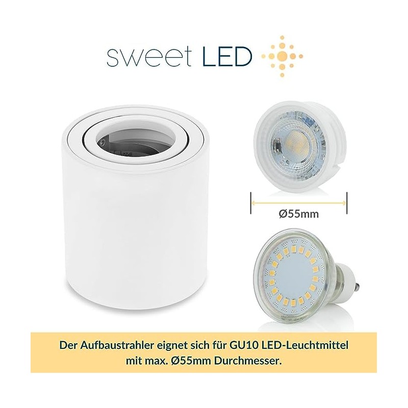 Sweet Led Set of 2 GU10 Round Square Surface-Mounted Spotlights