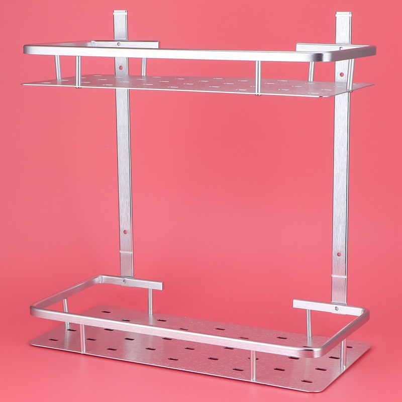 Space Aluminum Bathroom Shelf RustProof Shower Rack Kitchen Storage Basket