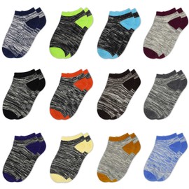 GENTABY Boys Socks,Toddler Ankle Athletic Socks Kids Half Cushioned Low Cut Sport Sock 12 Pairs,8-10Years