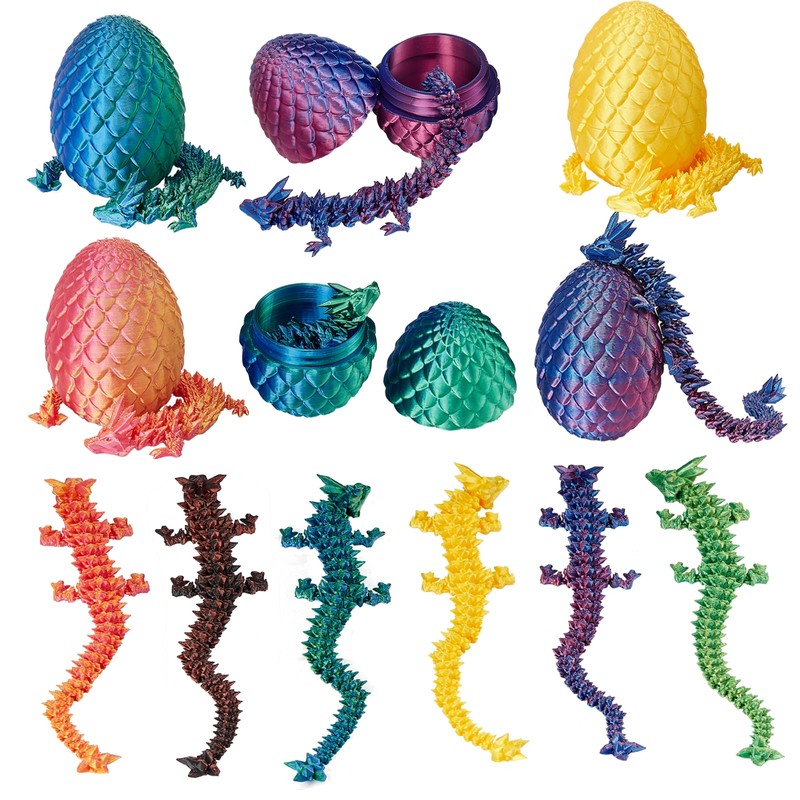 Yizerel 2 Pack 3D Printed Dragon Easter Egg with Dragon