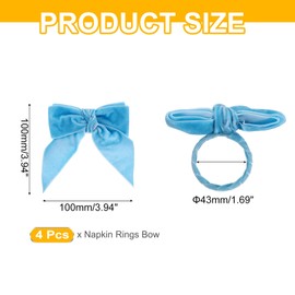 PATIKIL Napkin Rings Bow, 4 Pcs Velvet Napkin Holder Ring Dining Table Centerpieces Decor for Holiday Serviette Dinner Wedding Table Setting Home Party Tableware Decorations, Blue