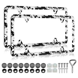 LIN KANG 2Pcs Blue Hibiscus Flowers License Plate Frames Tropical Flower Hawaii Floral License Plate Holder Aluminum Metal Rust-Proof Waterproof Car Decorative Tag Frames for Standard US 12x6 Inch