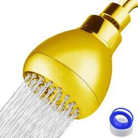 Nuodan High Pressure Shower Head - Powerful Bathroom Pressure Boosting Showerhead - Perfect Universal Replacement for Bathroom Shower Heads (Gold)