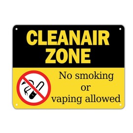 Warning Metal Sign Cleanair Zone No Smoking Or Vaping Allowed Outdoor Durable Metal Tin Signs UV Protected Waterproof Fade Resistance Aluminum Metal Wall Sign Decor For Trails s College Dorms 12x16in