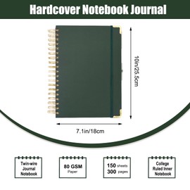 EOOUT Spiral Notebook, 7 x 10 Inches, B5 College Ruled Notebook with Dividers, 300 Page Hardcover Leather Notebook Journal, 3 Subject Notebook for Work, School