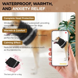 Kercynar Dog Ear Covers Waterproof for Bath, Thunderstorms, Anxiety Relief Hat, Windproof Noise Reducing Hat, Warm Winter Ear Cover